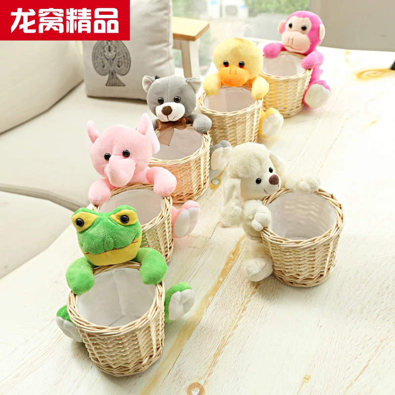 Derlook Key Storage Basket Desktop Storage Box Knitted Storage Basket Wicker Rattan Storage Pen