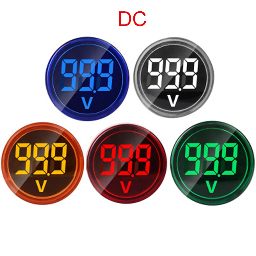 ST16VD 22mm Hole Size 6-60 VDC Digital Voltmeter Round Voltage Detector Tester Mini LED Voltage Indicator Signal Light Monitor