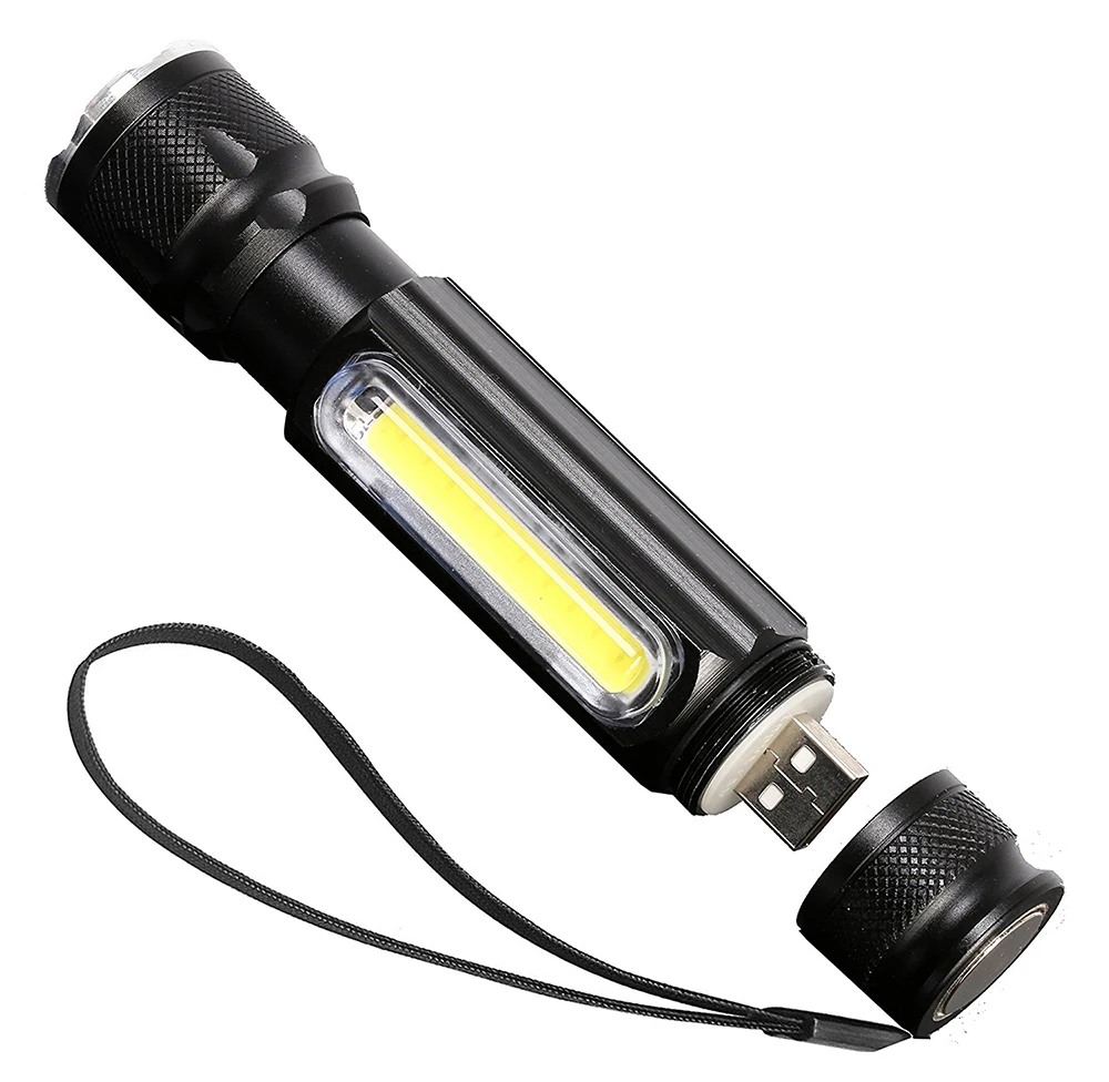 Original PANYUE S084 Mini USB Rechargeable Flashlight Torch  T6 + COB Aluminum Alloy Telescopic focusing Tactical Flashlight LED