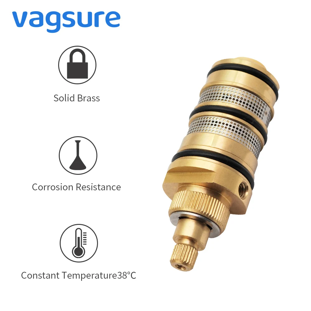 Brass Thermostatic Shower Cartridge Valve Cold & Hot Mixing Valve For Shower Mixer Tap  Shower Bath Thermostat Cartridge