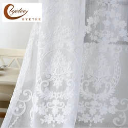 Customized Embroidered White Voile Tulle Sheer Curtains Encryption Curtains Bedroom Window Curtain Living Room Rideaux Voilage