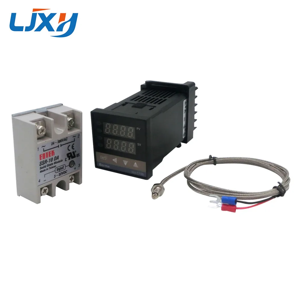 Digital PID Temperature Controller Thermostat REX-C100  Type K Thermocouple Probe  SSR Relay for Control Heater  Temperature