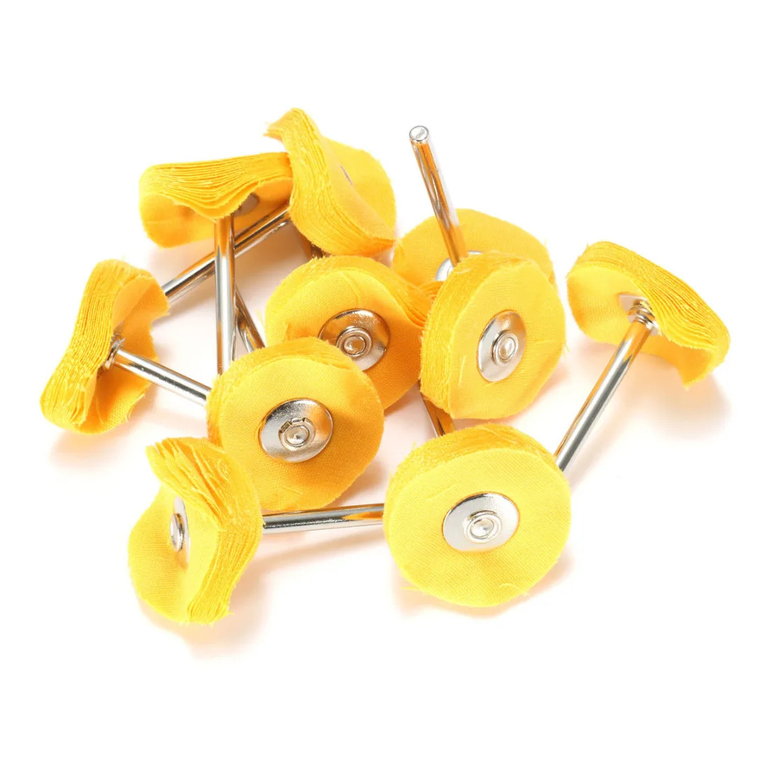 10Pcs 25mm Round 3mm Shank Polishing Buffing Cloth Wheel Brush Rotary Pad Tool