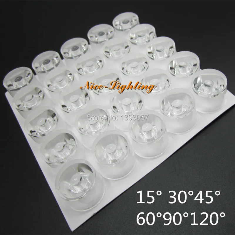 

100pcs/lot light transmittance 95% diameter 20mm waterproof PMMA led lens 15/30/45/60/90/120 degree optical lens with holder