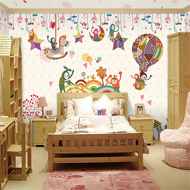 

beibehang seamless large mural 3D cartoon children's room bedroom wallpaper background wallpaper nursery playground adhesive