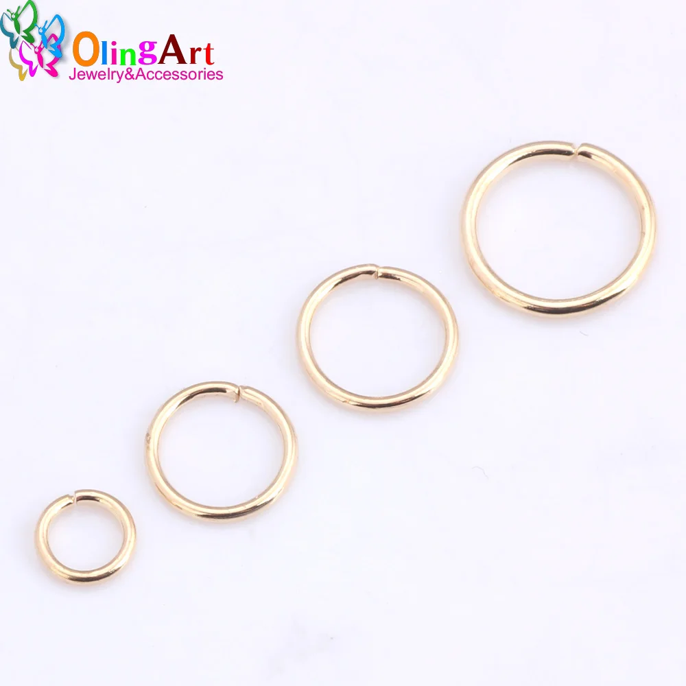 OlingArt KC anello di salto in oro 6mm/9mm/10mm/12mm anello di collegamento formato misto gioielli fai da te fare connettore diametro filo 1.0MM