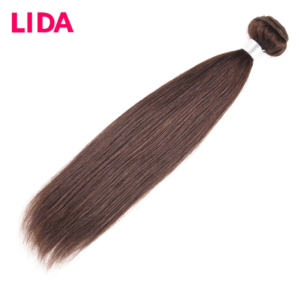 LIDA Human Hair Bundles Double Weft Chinese Hair Weave Bundles 8-26 inch Non-Remy Straight Hair Pieces 3 Bundles Deal