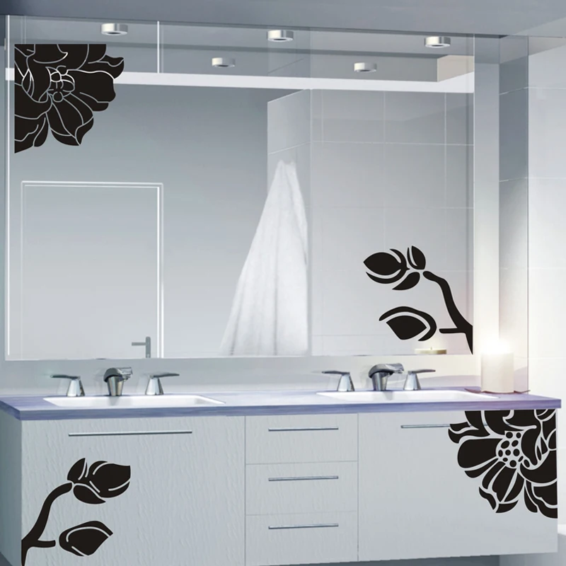 JJRUI Lotus Flower stickers Fridge Freezer Removable non-toxic wall decals vinyl wall art wall mural 21 COLOUR 22.4x16.9in