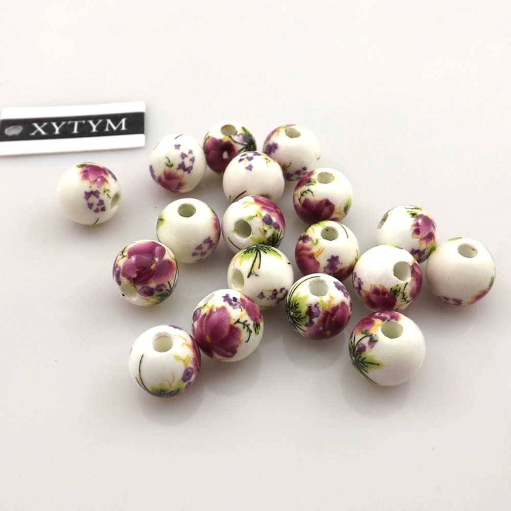 

Chinese Style Ceramic Loose Beads With Fine Flower Pattern Fit Jewelry DIY 100pcs/lot