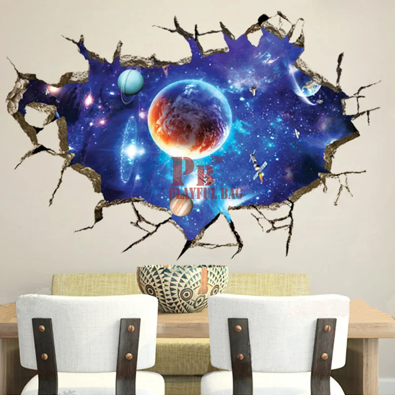 The new 3D poqiang space star stickers bedroom living room ceiling decoration stickers 3D three-dimensional stickers