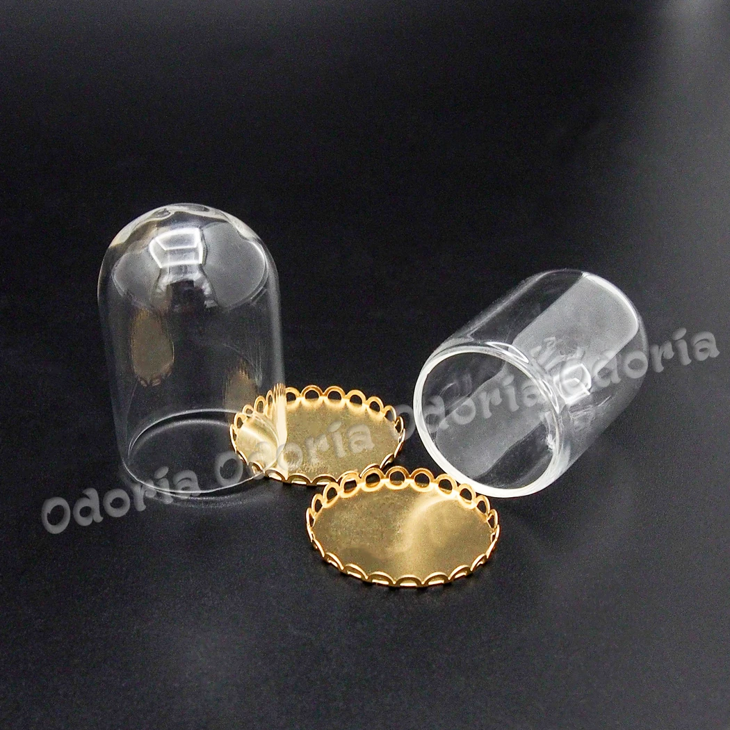 Odoria 1:12 Miniature 2PCS Glass Display Bell Jar with Base Storage Room Home Set Dollhouse Accessories Doll House Decoration