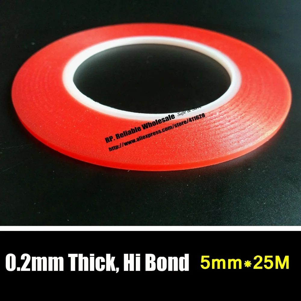 (0.2mm Thick) RP (5mm *25M) Universal Use Acrylic  Double Sided Adhesive Tape Waterproof for Phone  Mini Pad LED Glass Battery