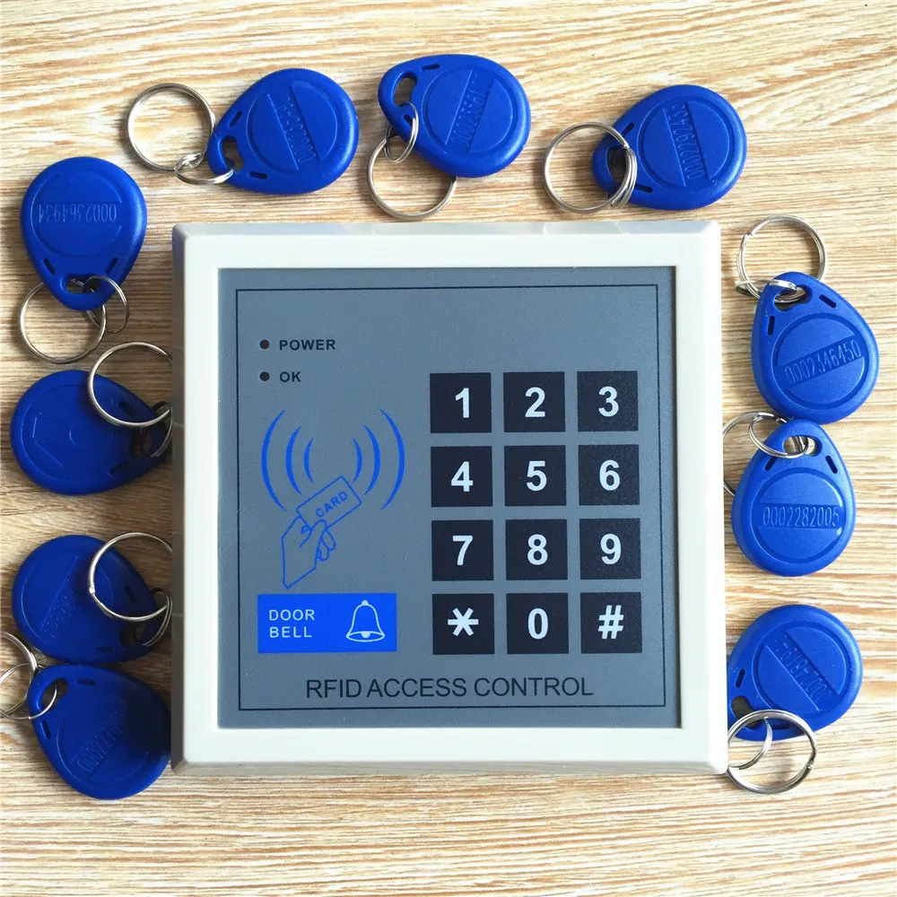 usuarios entrada fechadura da porta de controle acesso rfid teclado com livre 10 pcs keyfobs 125khz k2000 2000 01