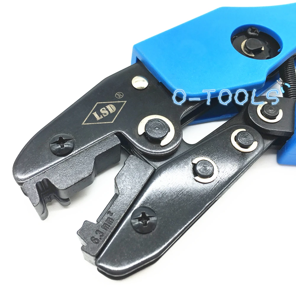 Ratcheting crimping tool for copper 6.3 crimp terminal 6.3mm² flag type uninsulated spring connector pliers AN-06FL crimper