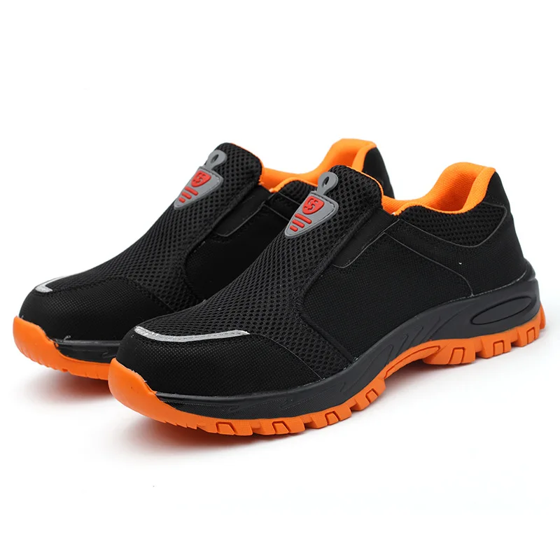 new arrival mens casual breathable steel toe caps work safety shoes slip-on anti-pierce platform tooling security boots protect