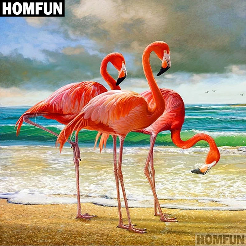 

HOMFUN Full Diamond "Animal flamingos" DIY 5D Diamond Painting Cross Stitch Home Decor Picture Of Rhinestone Handmade A00670