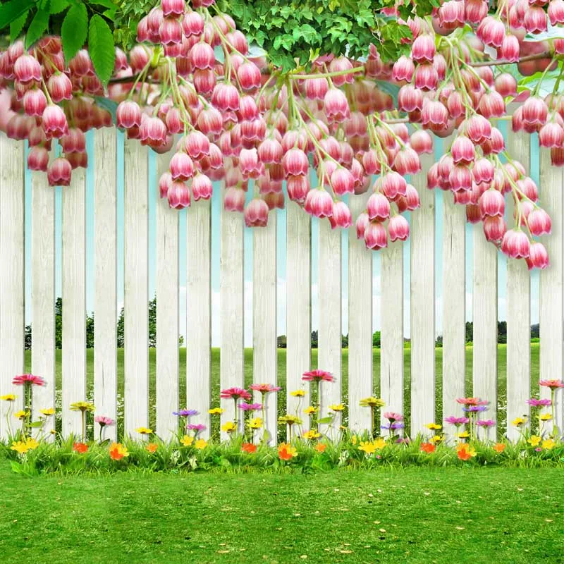 Spring garden Photography backdrops Vinyl fabric flowers wall fence photo backgrounds For kids Photography Studio accessories