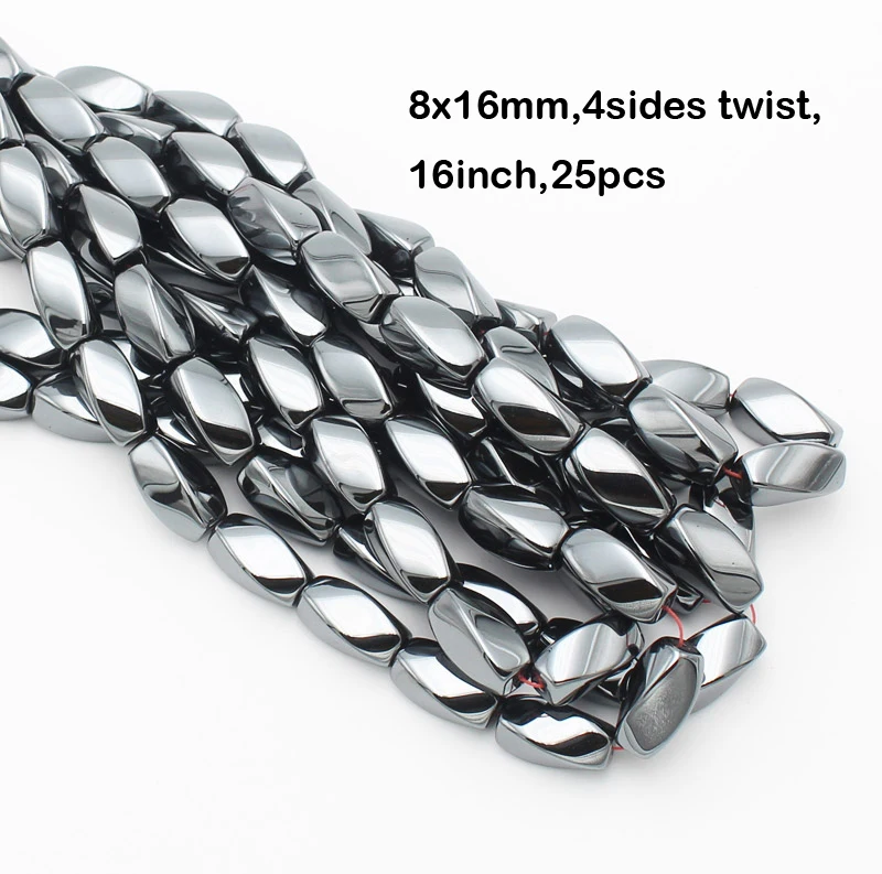 4-16mm Natural Hematite 4sides Twist Loose Beads 16inch/98pcs,Beads For DIY Jewelry Making,He65