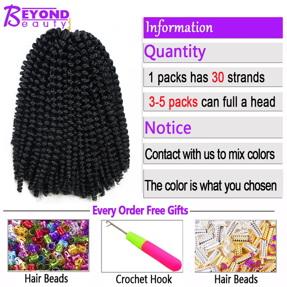 Sintético Primavera Twist Crochet tranças extensões de cabelo, Bounce jamaicano, Trançando o cabelo para a paixão Twist Beyond