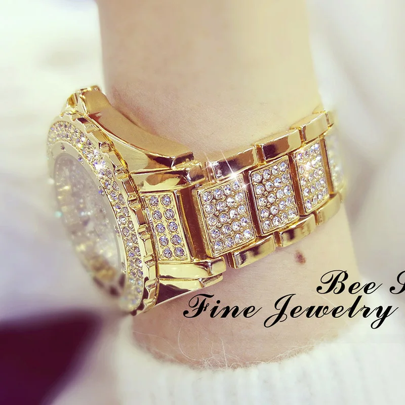 2022 Hot Sale Women Watches Lady Diamond Stone Dress Watch Gold Silver Stainless Steel Rhineston Wristwatch Female Crystal Watch