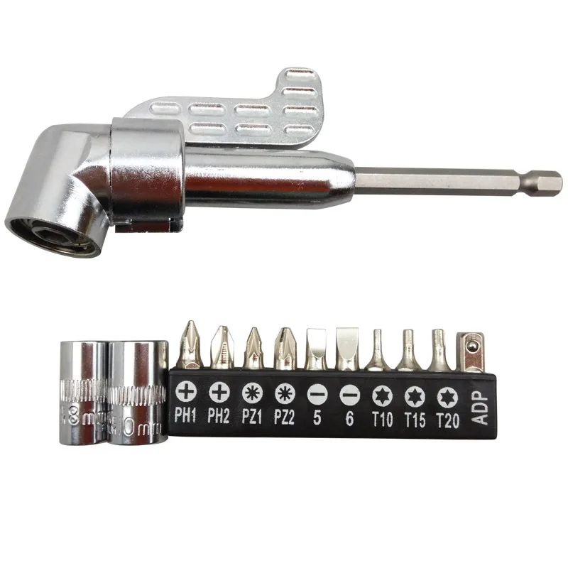 

13pcs 1/4" Socket 105 Degree Magnetic Angle Driver Adapter Screwdriver Bits Power Drill Driver Extension 360 Degree Adjustable