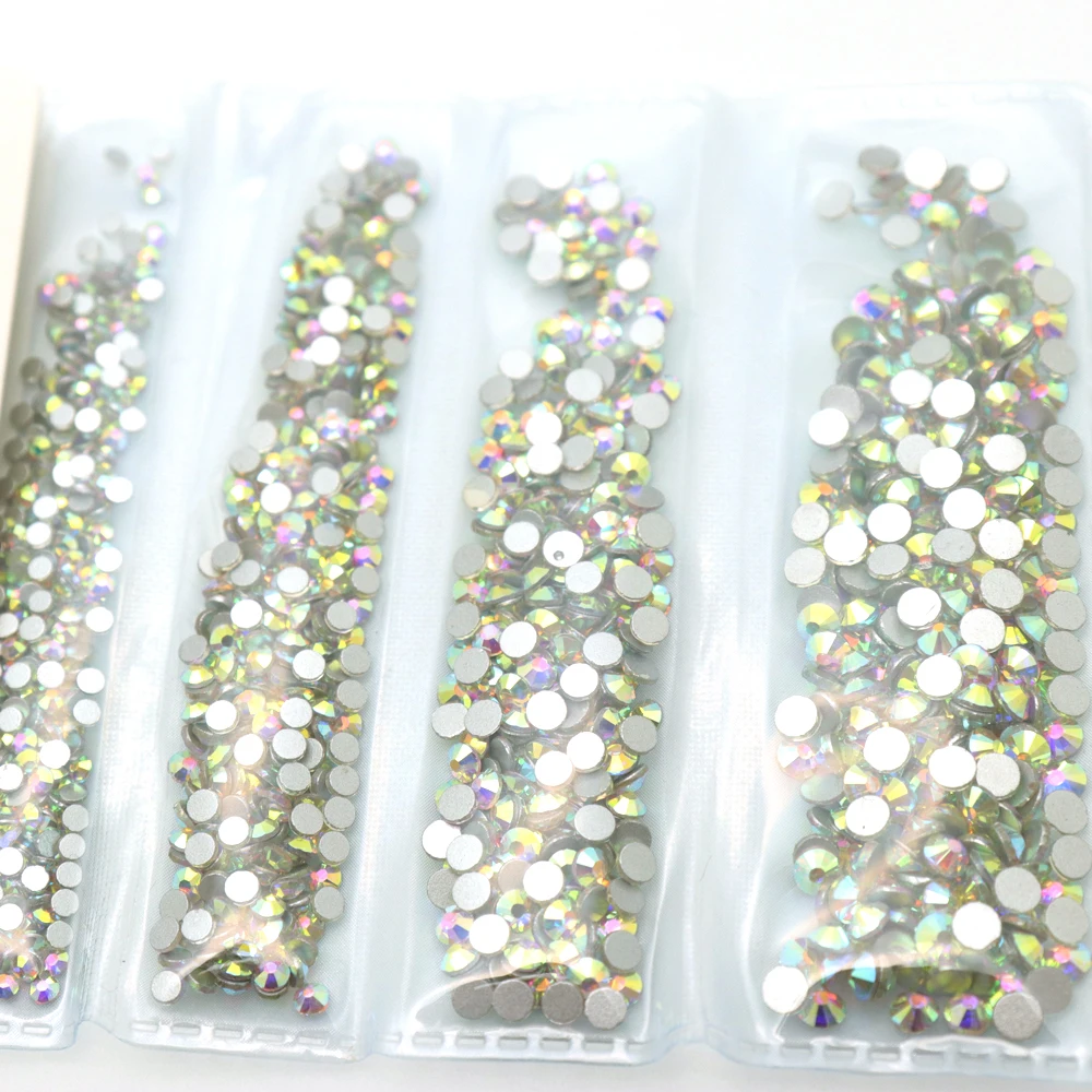 1 Pack Flatback Glass Nails Rhinestones Mixed Sizes SS4 SS6 SS8 SS10 Nail Art Decoration Stones Shiny Gems Manicure Accessories