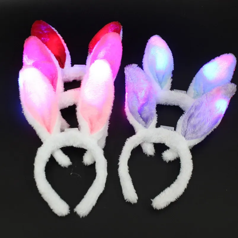 

LED Light Luminous Rabbit Ears Flashing Bunny Ears Headdress Head Hair Band Hoop Toy Kid Birthday Party Supplies S2017302