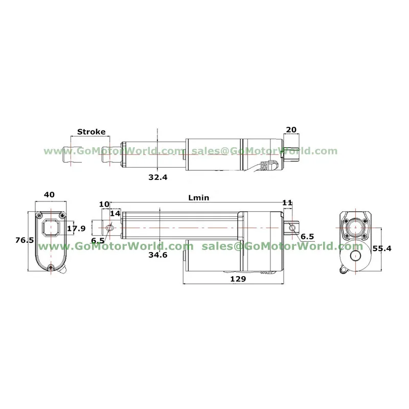 12V 50mm stroke 40mm/s speed 200N 20KG load fast speed linear actuator with Potentiometer POT signal feedback Waterproof IP 65