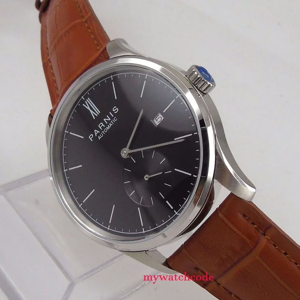 new 42mm parnis black dial date window ST 1731 automatic mens watch