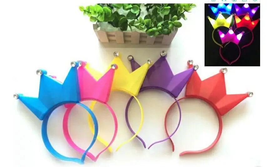 Hot sell Kids LED Flash Light Luminous Prince Princess Crown Headdress Birthday Cap Hat Head Hair Hoop Band Party Decoration Toy