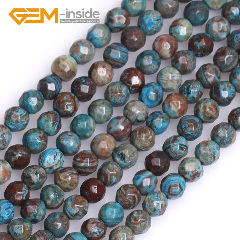 GEM-inside 4mm-14mm Round Faceted Crazy Lace Agat e(dyed color)Stone Beads Loose Beads For Bracelet Making Strand 15 inches DIY!