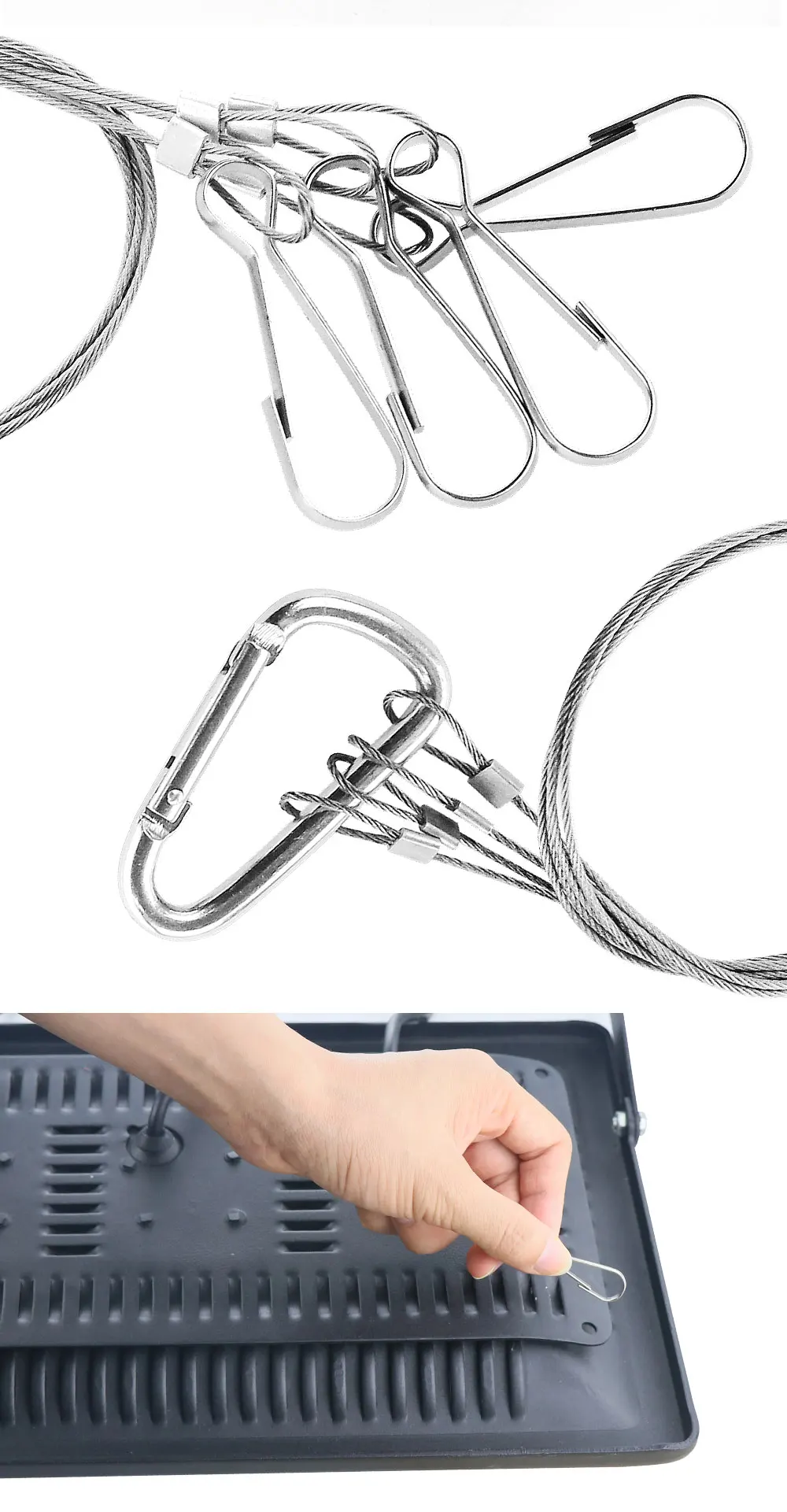 Light Suspension Kit Stainless Steel Hang Rope Hook Galvanized Steel Cable Hanging Lights Grow Light Fixtures 10/15kg 22/33lbs