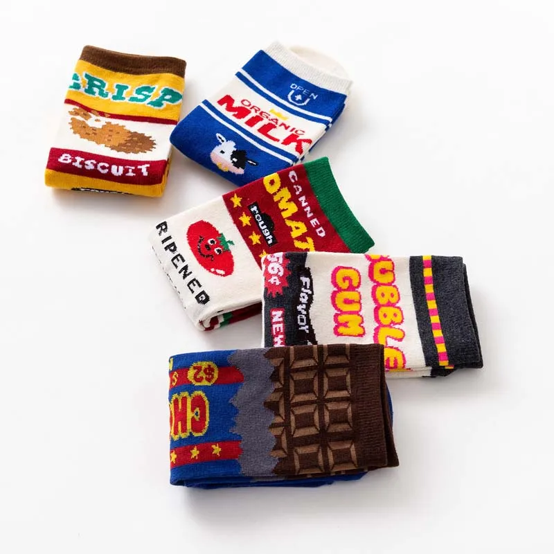 2024 Milk Chocolate Japanese Trend Biscuits Tomato Food Short Socks Women Female Men Personality Long Cotton Funny Tube Socks