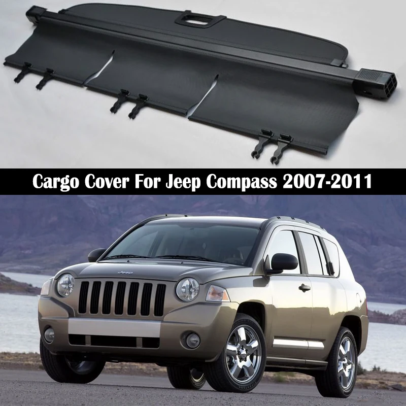 Rear Cargo Cover For Jeep Compass 2007 2008 2009 2010 2011 privacy Trunk Screen Security Shield shade Auto Accessories