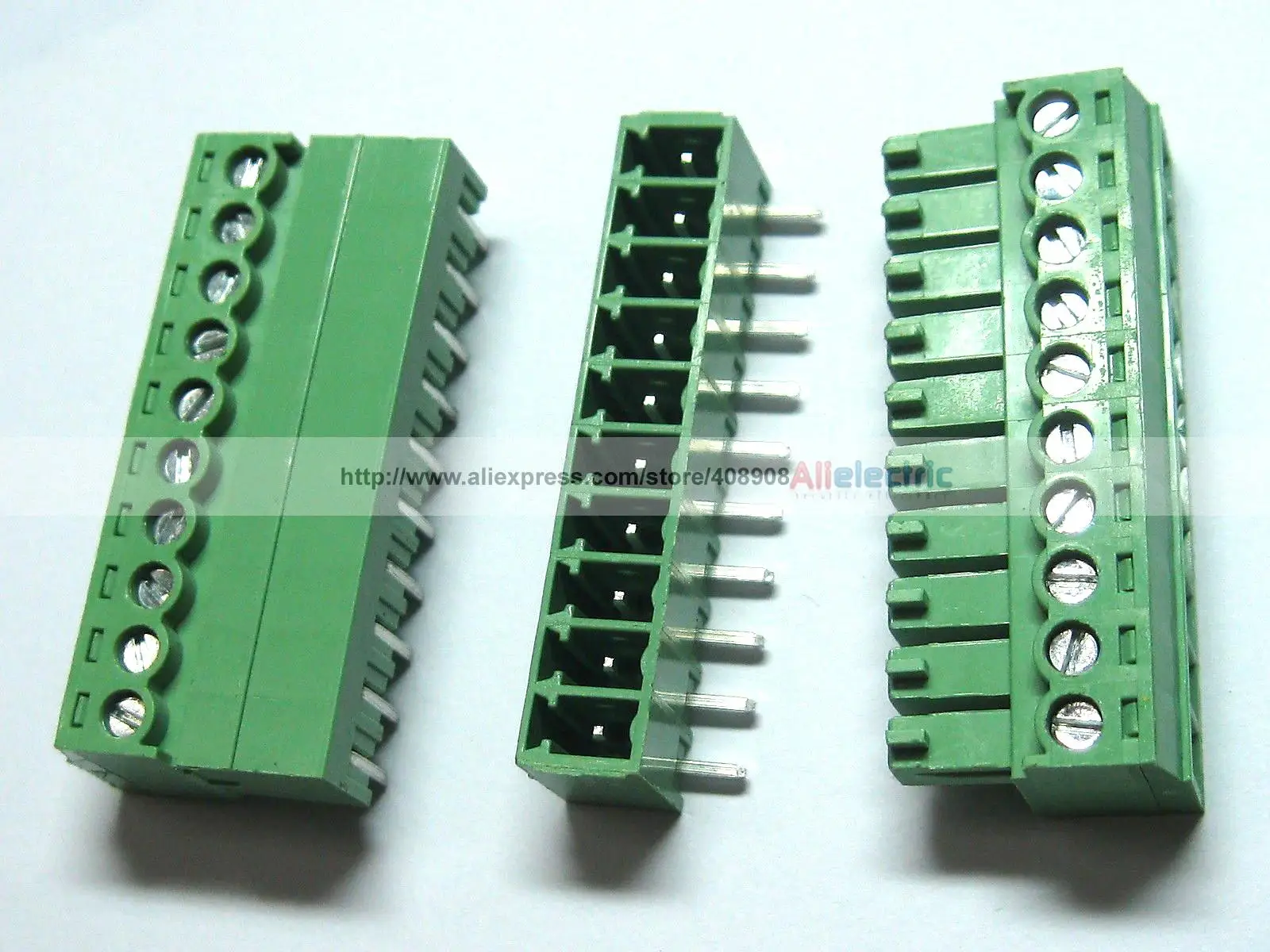 100 Pcs Screw Terminal Block Connector 3.81mm Angle 10 Pin Green Pluggable Type