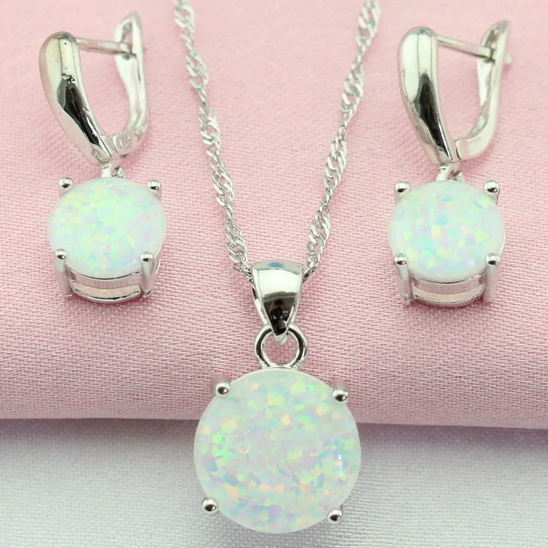 Fantastic White Australia Opal Silver Color Jewelry Sets Bijouterie Drop Earrings Pendant/Necklace For Women Free Gift Box