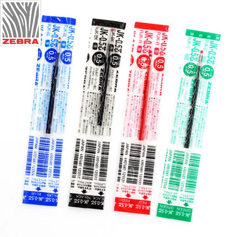 6pcs Zebra JK-0.5 Refills for SJ3, J3J2, J4J1 Gel Pen 0.5 Mm-4 Colors (Black, Red, Blue, Green) To Choose