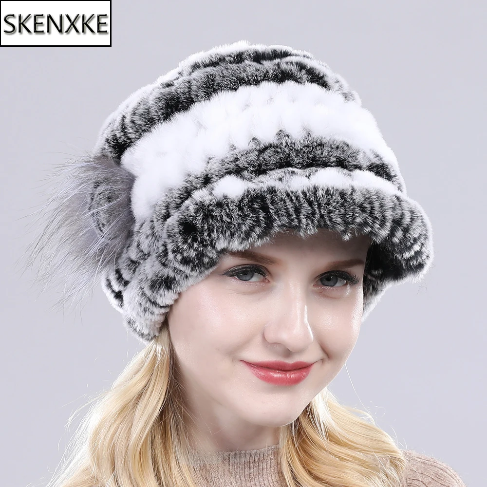 

Hot Sale Lady Natural Real Rex Rabbit Fur Hat Winter Warm 100% Genuine Rex Rabbit Fur Caps Women Fashion Real Fur Beanies Hats