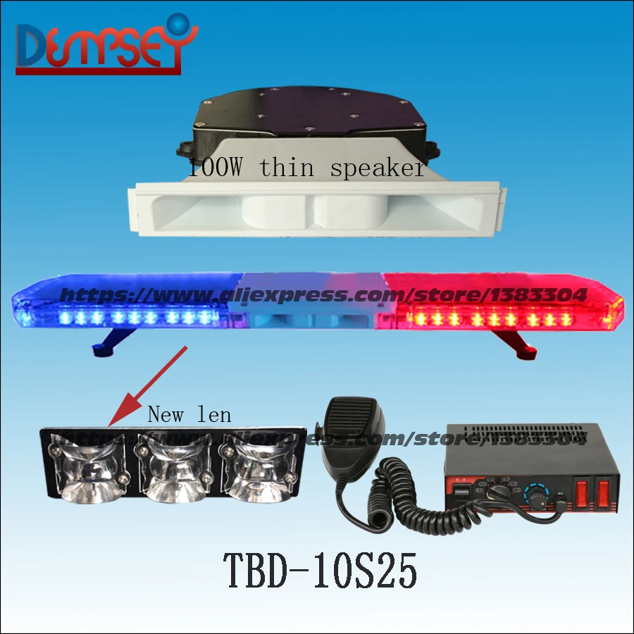 

TBD-10S25 LED Emergency Warning Lightbar with speaker,New Len,Ambulance/fire truck/police/vehicle,Roof strobe warning lightbar