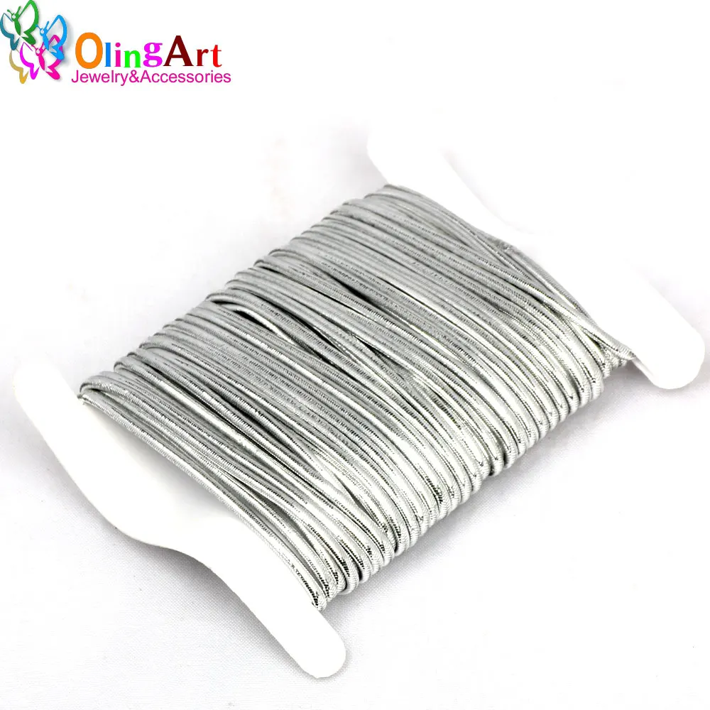 OlingArt 2M/6M 1.0mm/1.5mm/2.0mm Gold /Silver thread color Nylon elastic line Cord Ropes Line Wire DIY Jewelry Making Bracelet