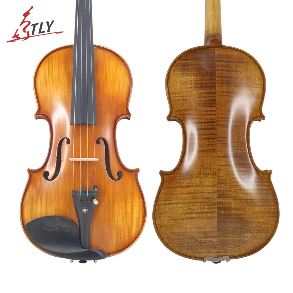 Tongling new natural flame maple violin 4\\4 full size handmade violin string instrument with case bow violin set