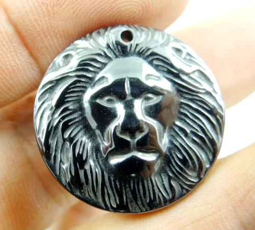 Natural Quartz crystal Titanium Hematite hand-Carved Lion head Gem pendant for diy jewelry making necklace Accessories3pcs