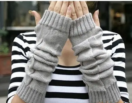 

2016 women girls Korea trend long Knitted Fingerless Gloves Arm Warmers 24pairs/lot mixed colors #3900