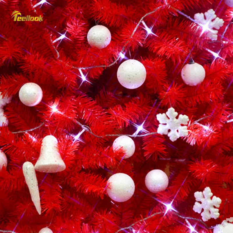Teellook Christmas tree 1.2m/5.0m big red Christmas tree decorated Christmas tree package encryption Christmas scene layout image 3