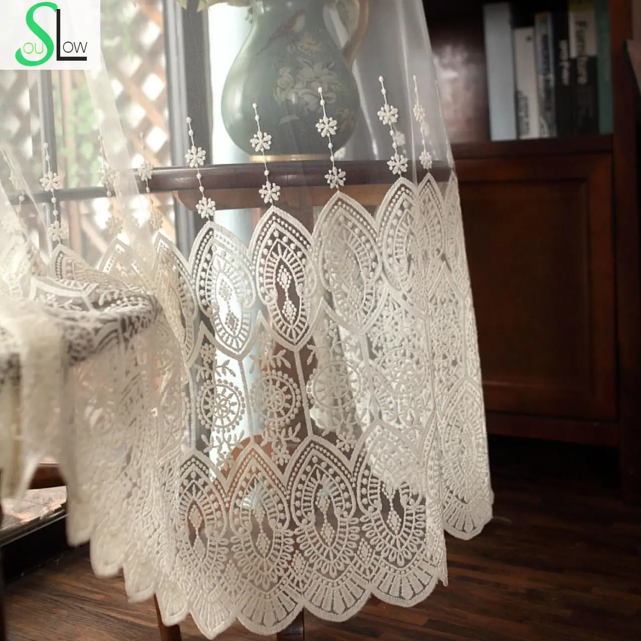 

High grade Delicate Embroidery Tulle Curtains For Living Room Luxury Chinese Sheer Volie Window Curtain Cortinados De Sala