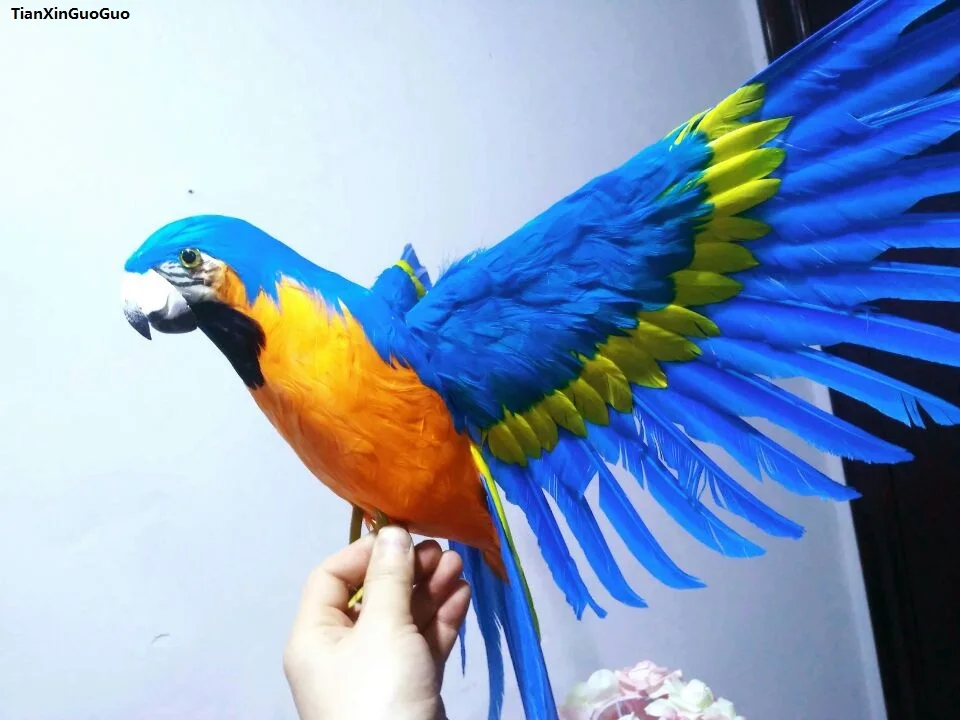 

large 42x60cm spreading wings parrot orange blue feathers parrot bird hard model,garden decoration ornaments gift s1451