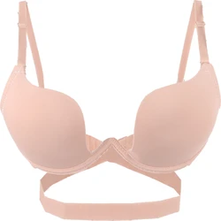 Seamless U Shaped Push-up Bra para mulheres, roupa interior confortável, sem encosto, conversível, sexy, corte baixo