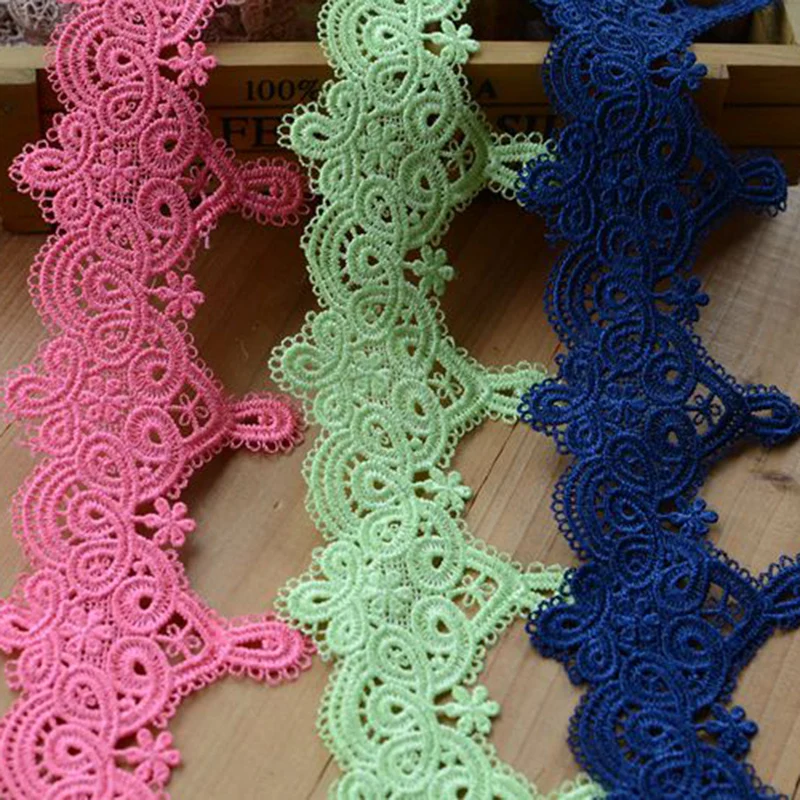 10Yards Vintage 3 Colors Embroidered Trimming Lace Trim Water Soluble Decor DIY Lacework For Garment Scrapbooking