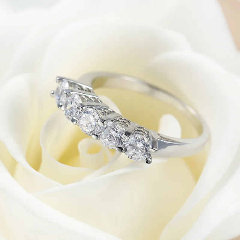 New Silver Color Wedding Ring Rose Gold Color CZ Zircon Vintage Engagement Simple Rings For Women Jewelry Bagues Pour Femme