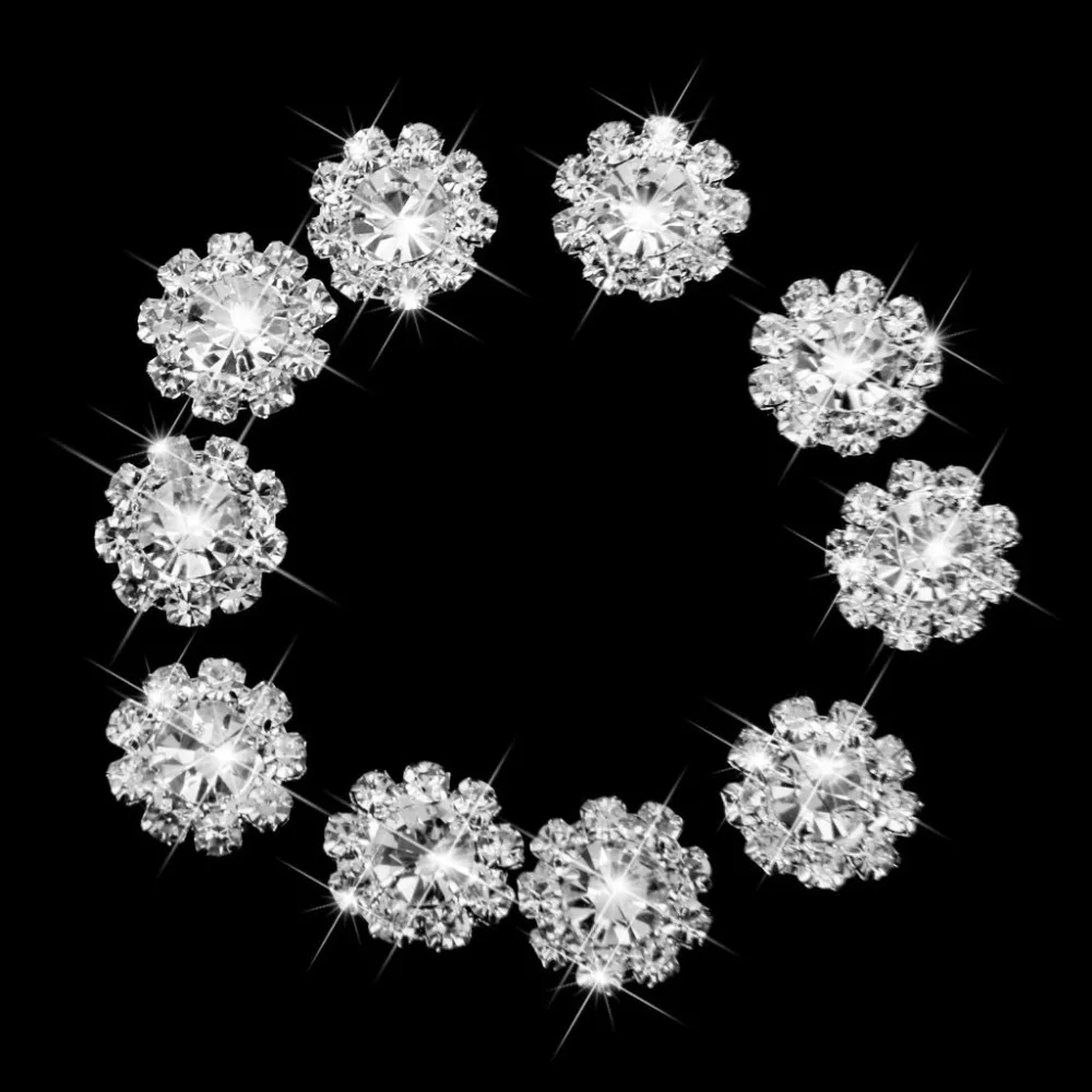 2016New 100Pcs 15mm DIY Round Metal Rhinestone Button for Wedding Embellishment Headband HZ166